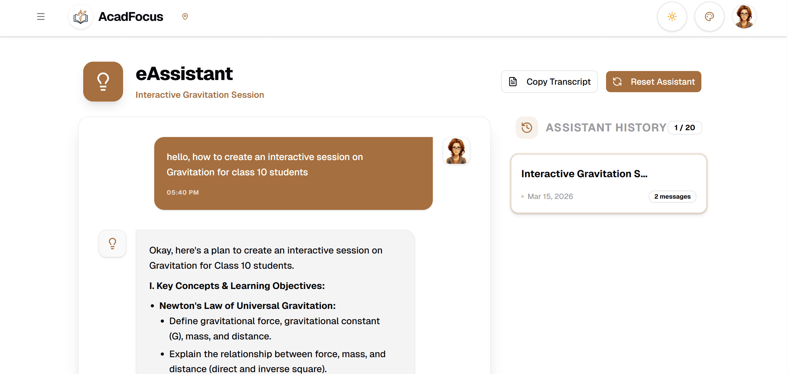 AI Assistant Interface